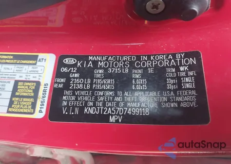 2013 Kia Soul z USA, uszkodzony, nr VIN KNDJT2A57D7499118